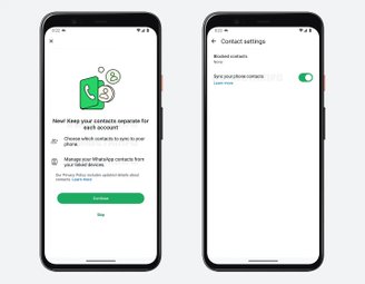 O WhatsApp vai permitir ter mais controle sobre a lista de contatos de contas diferentes. (Imagem: Wabetainfo/Reprodução)