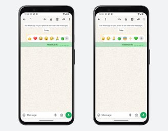 O carrossel de reações rápidas agora inclui os emojis utilizados recentemente.