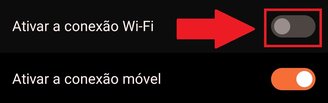 Aperte em Ativar a conexão Wi-Fi para desativar a rede sem fio