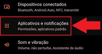 Procure pela opção Aplicativos e notificações