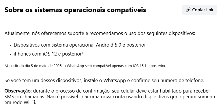 Anúncio da atualização do WhatsApp